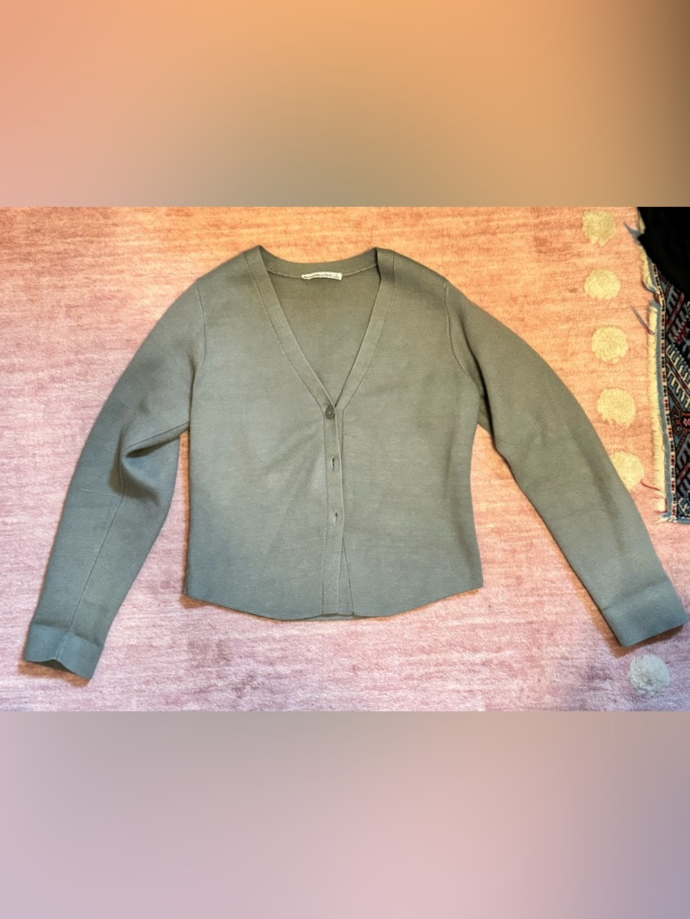 Abercrombie & Fitch Olive Green V-Neck Button Cardigan